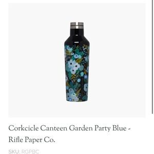 NEW with tag- Corkcicle Canteen Garden Party Blue - Rifle Paper Co